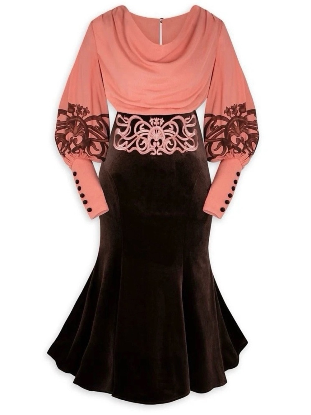 Disney Parks Dress Shop Main Street U.S.A Parlor Dress Coral Brown size (6)